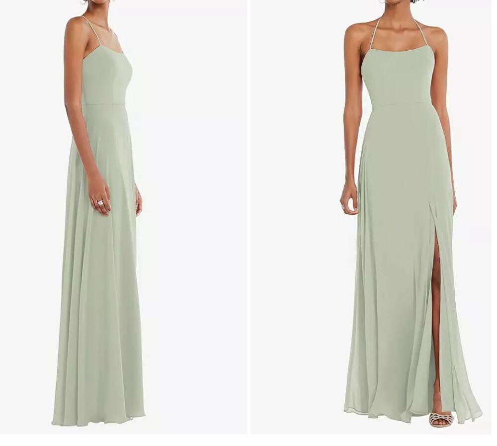 WTOO NEW Convertible Strap LIGHT GREEN Chiffon Gown Size 16W Formal Evening